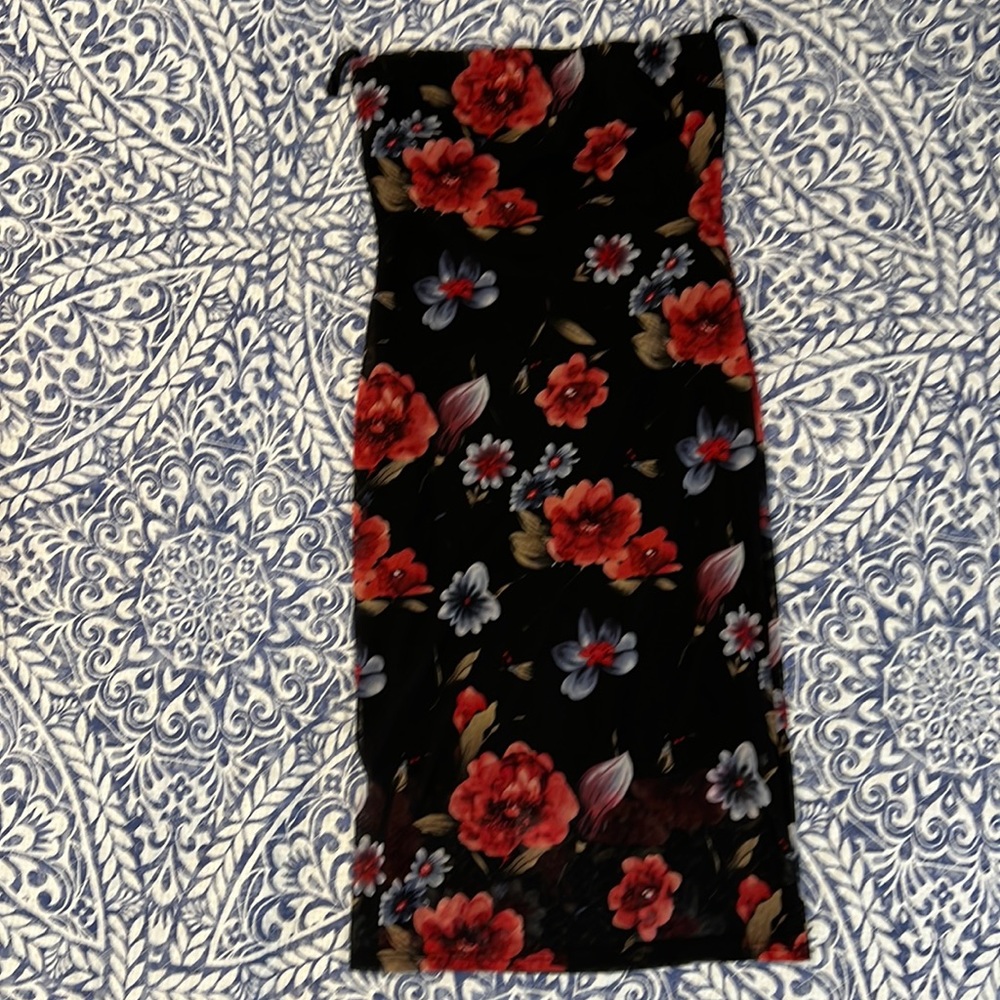 Strapless dark floral dress